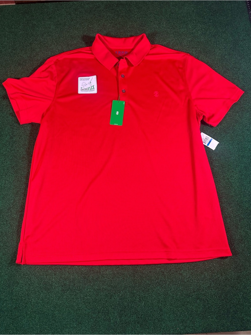 Men's Red Performance Polo Shirt - NWT Izod Golf